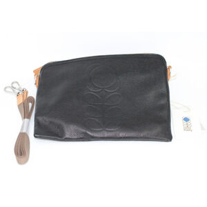B2 New ORLA KIELY Flower Stem Embossed Leather Rosemary Blk Crossbody Bag Purse